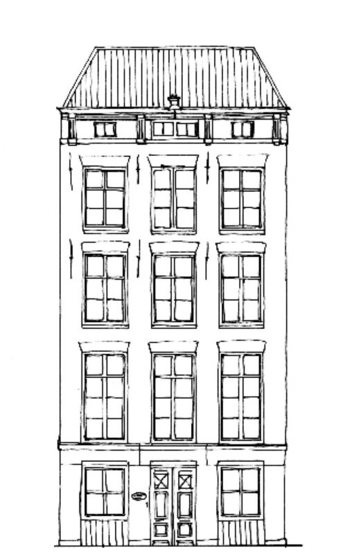 Tekening gevel Lauriergracht 12