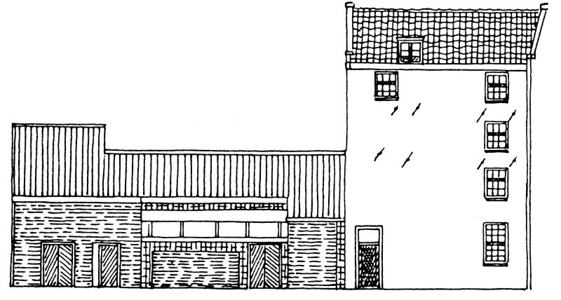 Tekening gevels panden sint-geertruidensteeg-151617-18