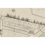Detail Burgerwijkkaart van wijk 53 (1777), gemaakt door Caspar Philips Jacobsz. Ons perceel is om onbekende reden niet ingevuld.