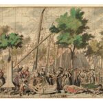 Het Singel, Appelmarkt (1616-1894) tussen de Heisteeg en de Raamsteeg. Tekening circa 1690-1700 door Berge, Pieter van den. Collectie Van Eeghen. Bron: Stadsarchief Amsterdam.
