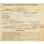 Aanvraagbiljet tot het bekomen van broodkaarten, januari 1917. Bron: Stadsarchief Amsterdam.