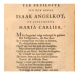 Pagina Huwelykszangen ter bruilofte van Isaack Angelkot, 1723.