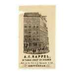 Sigarenzakje A.C. Rappel, in Tabak, Snuif en Sigaren ca 1852-1875, Paleisstraatzijde. Foto: Stadarchief Amsterdam.