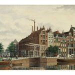 Brouwerij De Haan sinds 1610 hier op de hoek Geldersekade / Recht Boomssloot. Door: J.M.A. Rieke (1888).