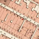 Kaart Loman 1876 met daarop de achterhuisjes en de Oude en Nieuwe Hoefijzergang