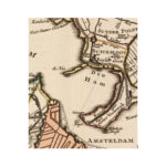 Buiksloterham met vaarroute tot 1662 (stippellijn), detail kaart uit 1749, bewerkt. Bron: HCAN.
