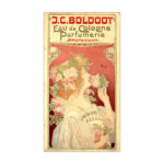 Prachtig affiche van het Eau de Cologne-merk 'Boldoot', door de Belgische illustrator Henri Privat-Livemont (ca. 1897).