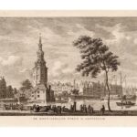 Prent met Kalkmarkt 12 met klokgevel. Bulthuis, Jan (1750-1801), Stadsarchief Amsterdam.