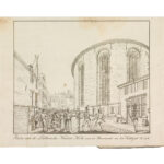 Links het voormalige nummer 29 naast de ruïne van de Lutherse Kerk na de brand in 1822. Door: Anoniem 1822-1823. Bron: Rijksmuseum