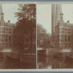 Suikerraffinaderij De Granaatappel laatste bouwstadium van een nieuwe schoorsteen in 1907. Foto: Stadsarchief Amsterdam.