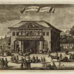 De voormalige derde Regulierspoort op de Botermarkt, het huidige Rembrandtplein. Anno 1685 - 1693.