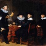 Albert Coenraetsz. Burgh, Jan Claesz. Vlooswijck, Pieter Reael en Jacob Willekens op het schilderij door Govert Flinck in 1642.