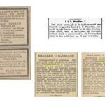 V.l.n.r. De Courant 19-11-1901 / De Telegraaf 16-11-1901 / Algemeen Handelsblad 16-12-1943 / Het Volk Dagblad voor de arbeiderspartij 18-12-1943.
