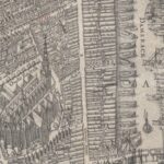 Sint Annenstraat 10-16 bij de rode lijn. Detail Stadskaart Balthasar Florisz van Berckenrode, 1625.