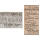 Links: Algemeen Handelsblad 20-02-1878, rechts: De timmerman - orgaan van den Algemeenen Nederlandschen Timmerliedenbond, jrg 9, no. 3, 1898