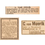 Weekblad van den Algemeenen Nederlandschen Diamantbewerkersbond, jrg 4, no. 14 (08-04-1898) / Linksonder: De Courant (28-12-1915) / Rechtsonder: De Joodsche middenstander, jrg 8, no. 6 (11-11-1938.)