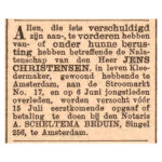 Kleedermaker Jens Christensen. Bron: Het nieuws van den dag: Kleine courant 20-06-1896.