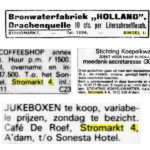 V.l.n.r. De Telegraaf 11-7-1906 / De Telegraaf 22-8-1981 / De Telegraaf 11-1-1984 / De Telegraaf 25-6-1988a.
