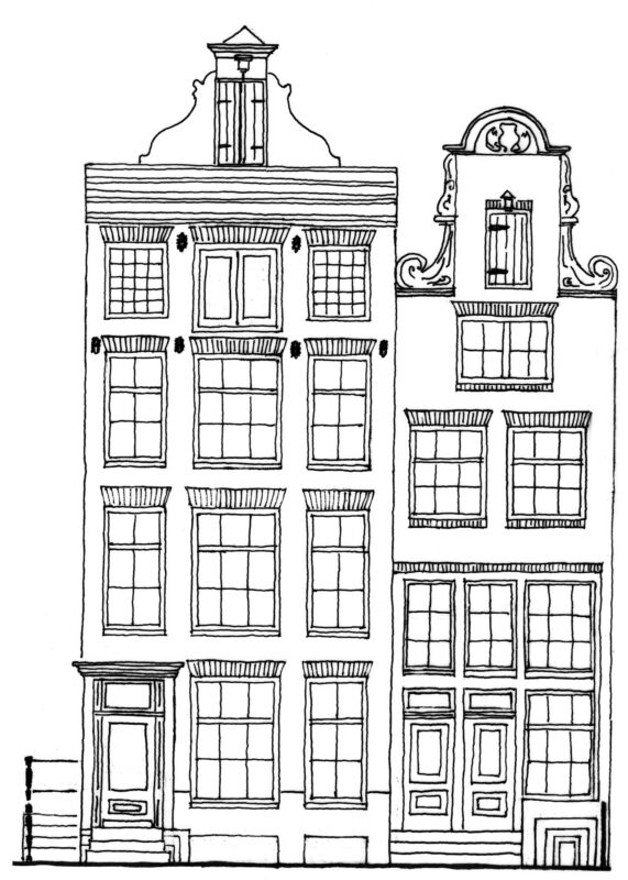 Hoogte Kadijk 74 (rechts) en voormalig 76 (links)