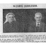Maartje en Bert op de foto voor het 50-jarig jubileum van de Manufacturenwinkel (Zandvoortse courant 16 mei 1936).