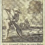 Ets van een bleker met blekershoos in de hand. Jan Luyken (1694)