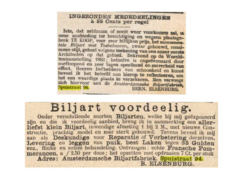 V.b.n.b. 14-7-1884 Nieuws v/d Dag / 30-7-1884 Nieuws v/d Dag.