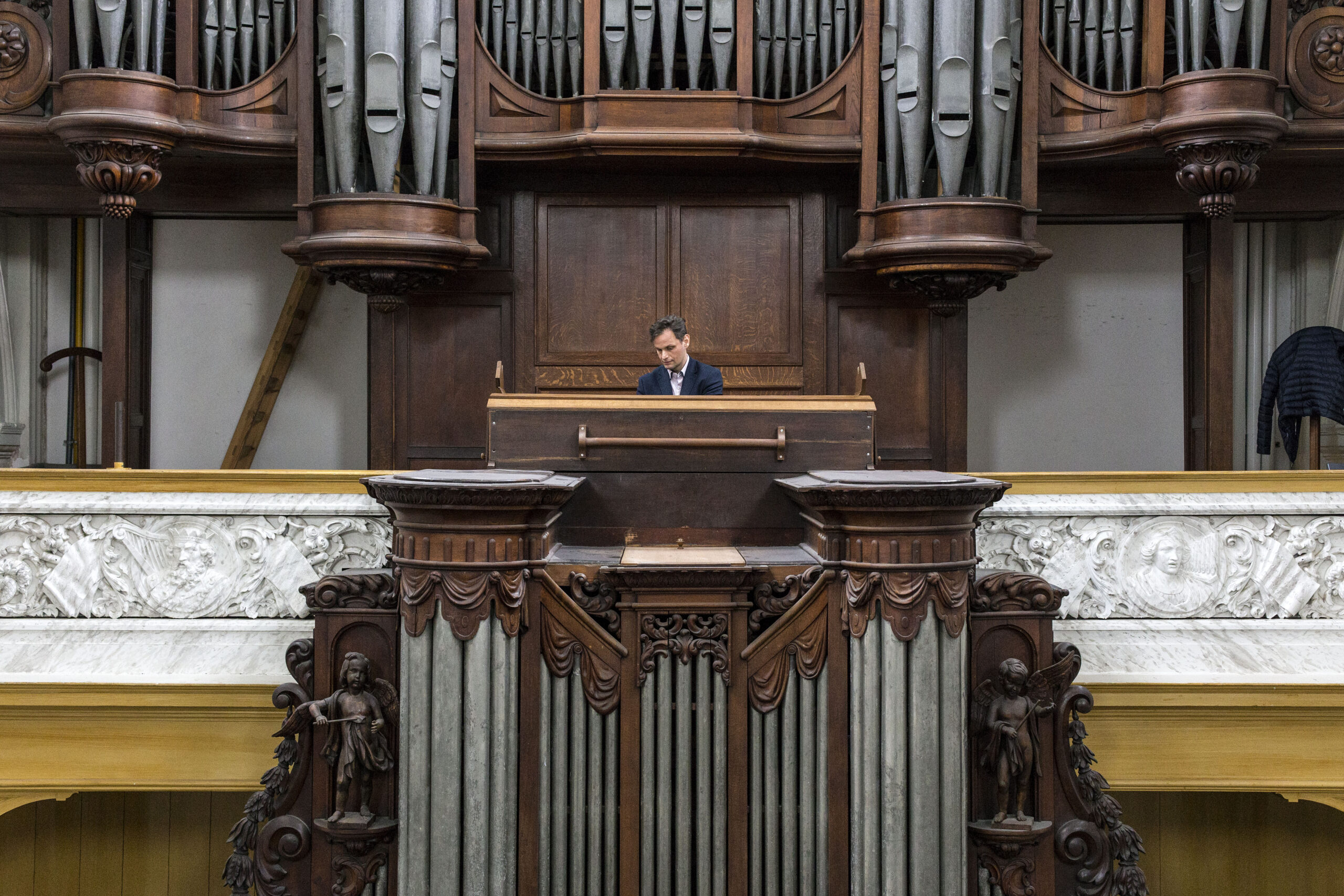 Nederland, Amsterdam, 13 augustus 2017
Prinsengracht, De Duif, orgel, organist, Stephan van de Wijgert
Foto: Thomas Schlijper - Copyright Thomas Schlijper