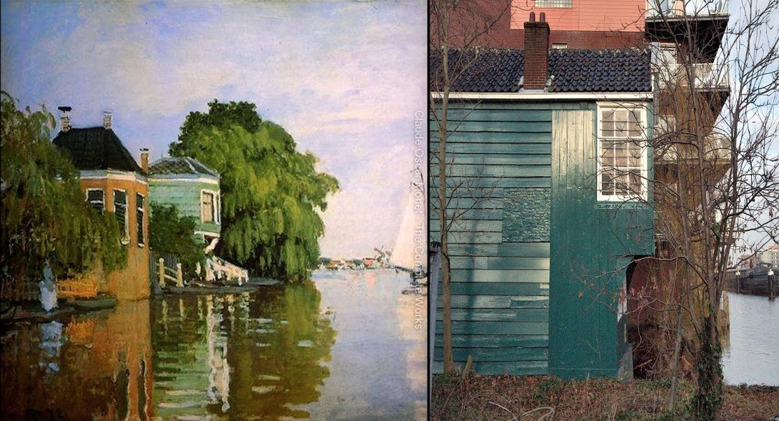 Vergelijking schilderij Monet met luchthuis Westzijde 38
